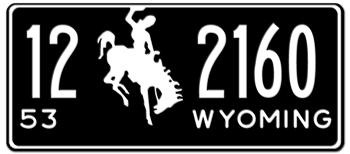 1953 WYOMING STATE LICENSE PLATE -