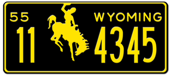 1955 WYOMING STATE LICENSE PLATE -