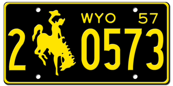 1957 WYOMING STATE LICENSE PLATE -