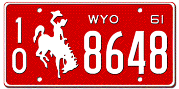 1961 WYOMING STATE LICENSE PLATE -