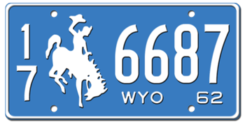 1962 WYOMING STATE LICENSE PLATE -