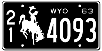 1963 WYOMING STATE LICENSE PLATE -