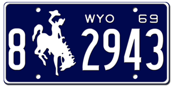 1969 WYOMING STATE LICENSE PLATE -