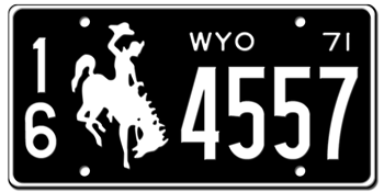 1971 WYOMING STATE LICENSE PLATE -