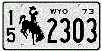 1973 WYOMING STATE LICENSE PLATE -