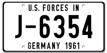 U.S. FORCES IN GERMANY LICENSE PLATE ISSUED IN 1961 -
