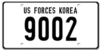 U.S. FORCES IN KOREA  (SOUTH) TEMPORARY LICENSE PLATE PENDING ISSUANCE OF NEW DOMESTIC SOUTH KOREAN PLATES -