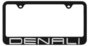 3D BLACK CHROME LICENSE PLATE FRAME WITH CHROME DENALI NAME PLATE