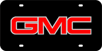 GMC MIRROR-SILVER EMBLEM LASER LICENSE PLATE