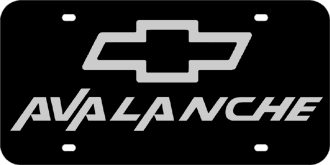 CHEVROLET BOWTIE MIRROR-SILVER EMBLEM & AVALANCHE NAME LASER LICENSE PLATE