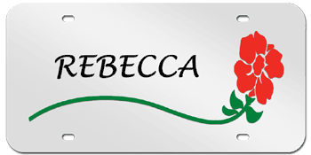 RED FLOWER LASER LICENSE PLATE -Personalized with Her NAME PLATE