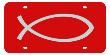 REVERSIBLE FISH RED LASER LICENSE PLATE