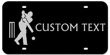 CRICKET BLACK AND SILVER LASER LICENSE PLATE WITH YOUR CUSTOM TEXT