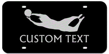 SOCCER GOALIE BLACK AND SILVER LASER LICENSE PLATE WITH YOUR CUSTOM TEXT