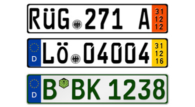 Zoll/Trade/Temp/Tax License Plates