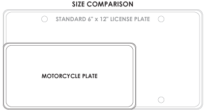 Motorcycle plate dimensions are 4 inches (height) x 8 inches (width)