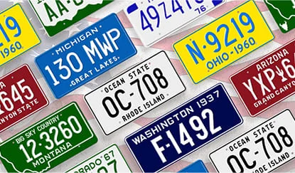 Replica license plates for USA states for your collector car
